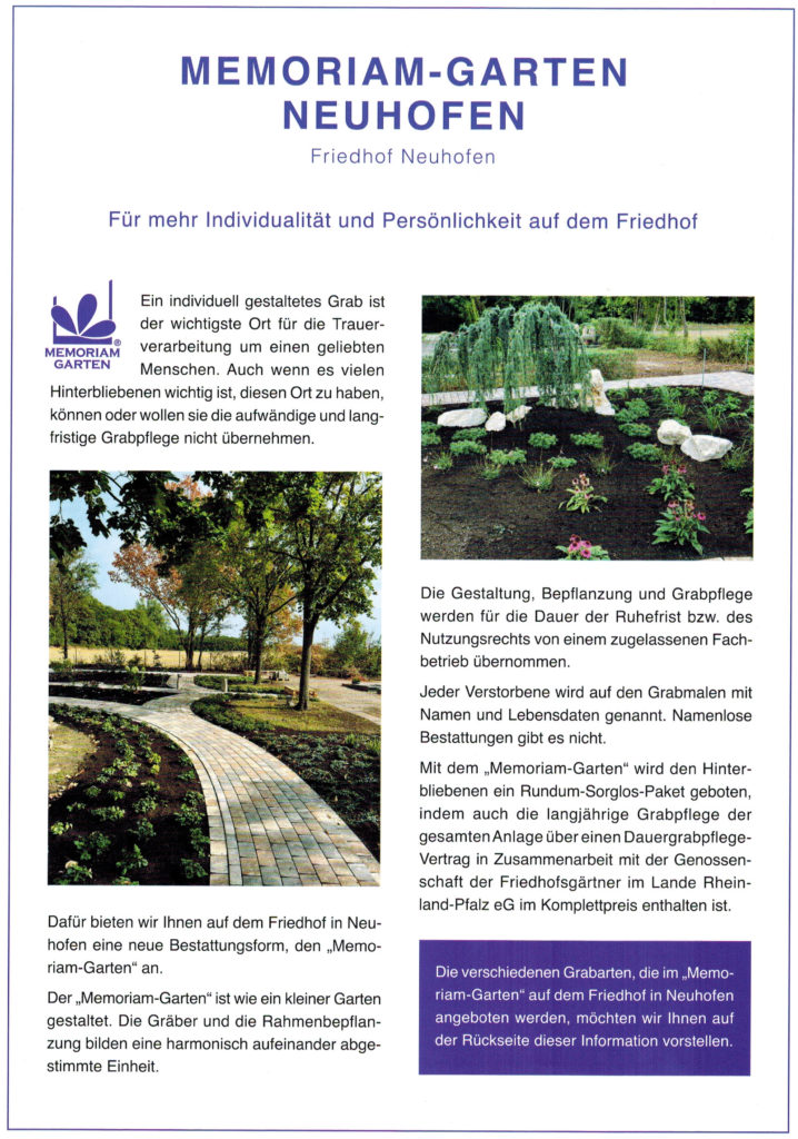 Memoriam Garten Neuhofen Infoblatt